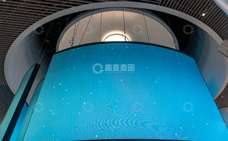高清大图下载【趣麦麦图】-城市规划馆现代风科技感曲面屏幕设计素材