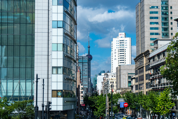 上海市中心现代都市街景建筑摄影素材