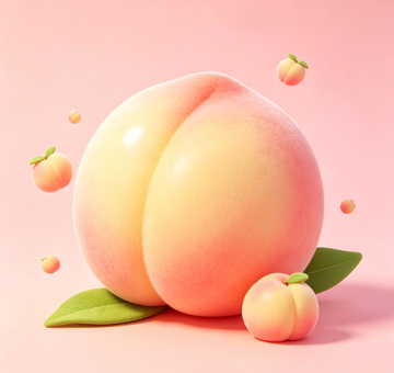 3D风格桃子水果插画创意设计素材