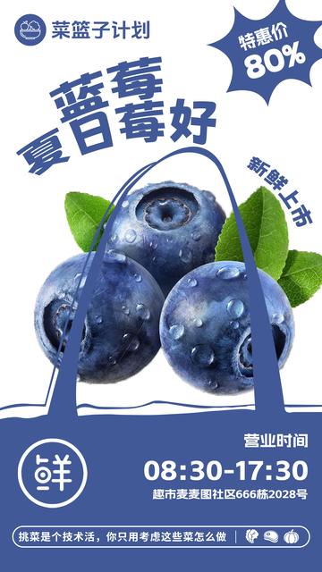 超市蓝莓促销海报