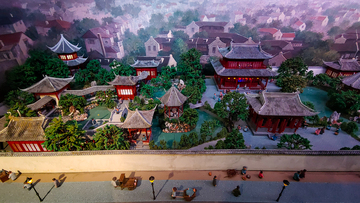 上海电影博物馆国风古建筑群手绘场景素材