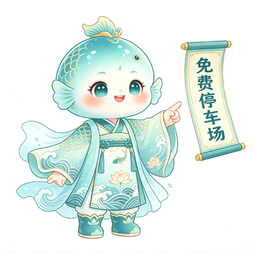 国风卡通锦鲤吉祥物手持卷轴设计素材