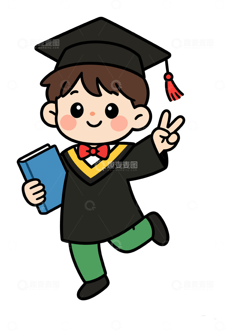 源文件下载【趣麦麦图】卡通风毕业典礼男孩手绘设计素材