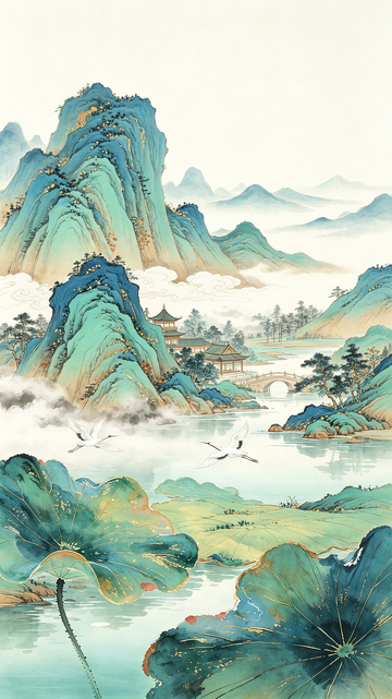 远山植物国画