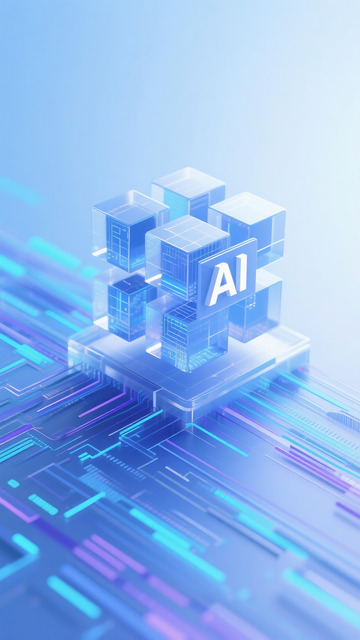 透明立方 AI 芯片科技竖版概念视觉图3