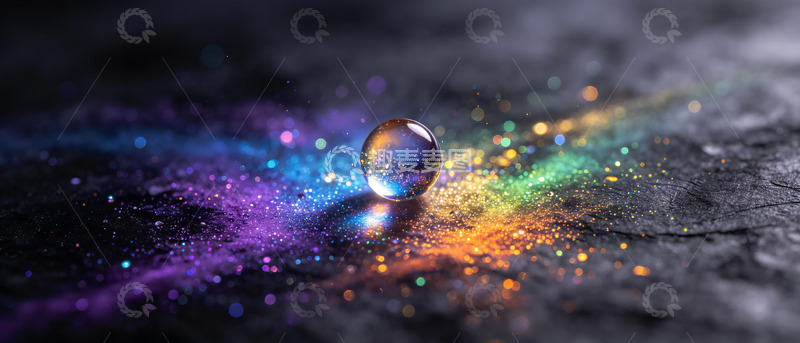 高清大图下载【趣麦麦图】幻彩砂砾上星光水滴梦幻微距视觉图4