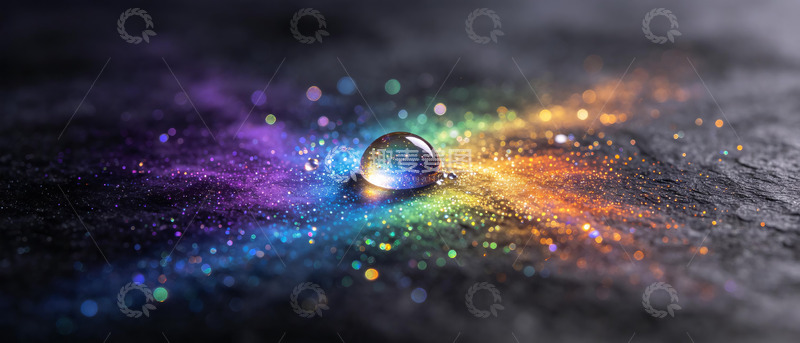 高清大图下载【趣麦麦图】幻彩砂砾上星光水滴梦幻微距视觉图1