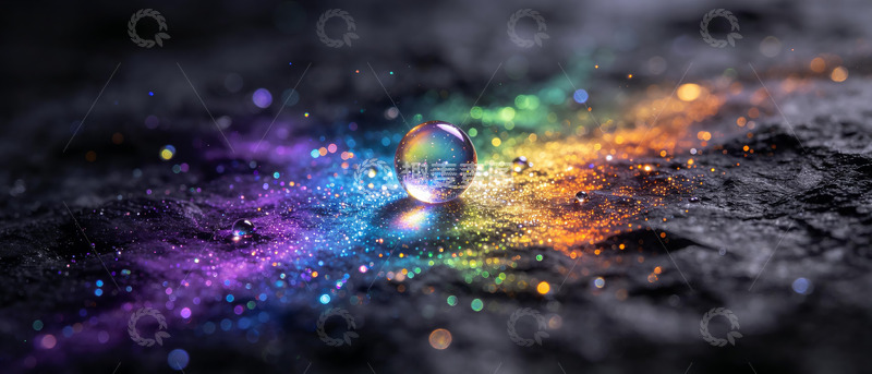 高清大图下载【趣麦麦图】幻彩砂砾上星光水滴梦幻微距视觉图2