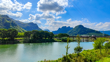 绍兴十九峰山水湖景自然风光设计素材