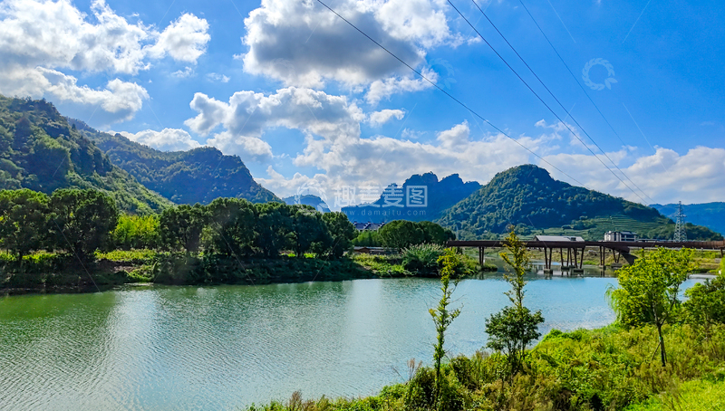 高清大图下载【趣麦麦图】绍兴十九峰山水湖景自然风光设计素材