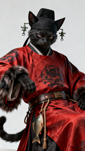 写实风黑猫古装官服设计素材