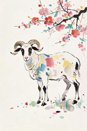 国风水墨山羊插画3
