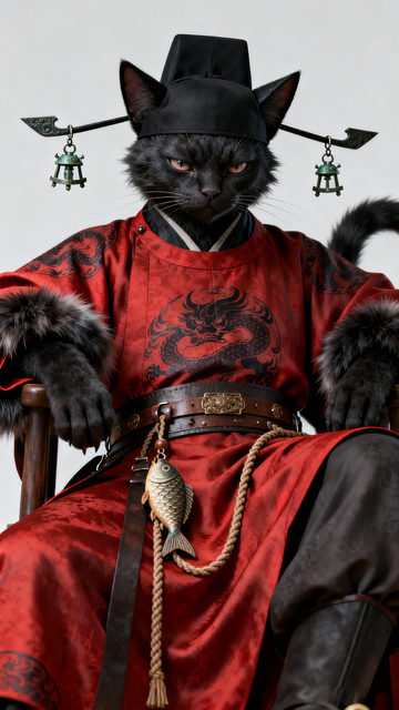 写实风黑猫帝王古装设计素材