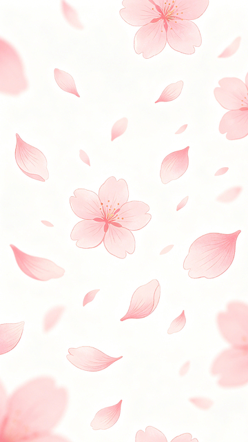 手绘风樱花飘落花瓣背景设计素材