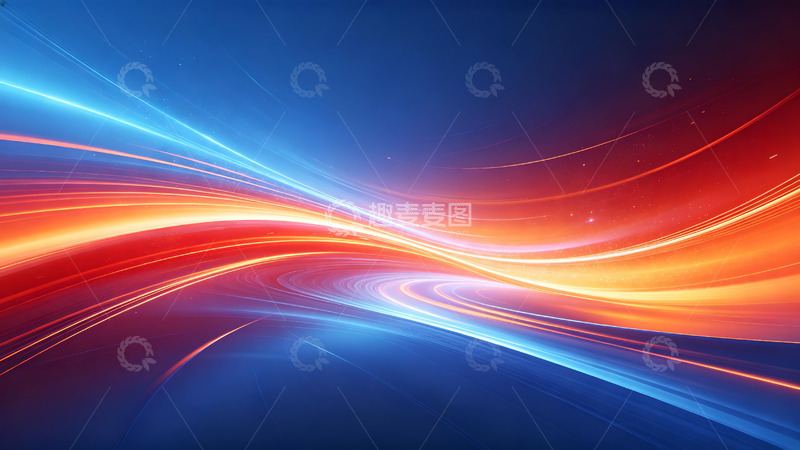高清大图下载【趣麦麦图】-红蓝渐变流动光轨科技背景图1