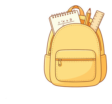 卡通风格学生书包学习用品插画素材