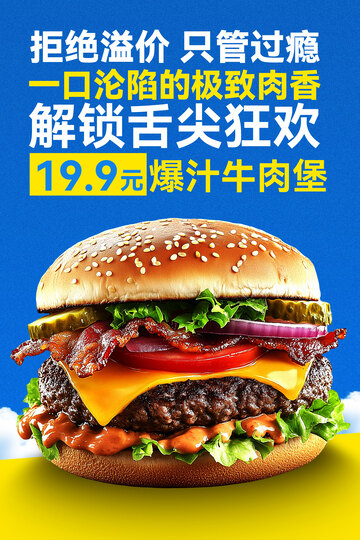 超实惠双层鸡汁牛肉堡海报