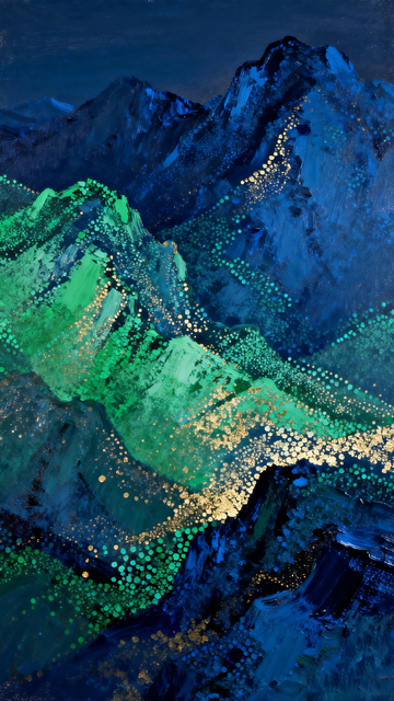 抽象风夜色山川艺术画作设计素材