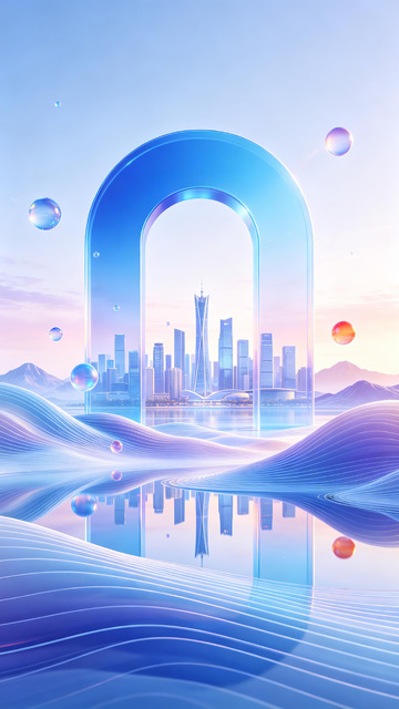广州城市元宇宙拱门科技插画4