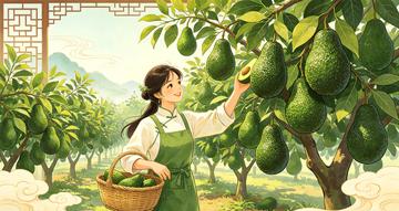国风插画采果农妇田园场景设计素材