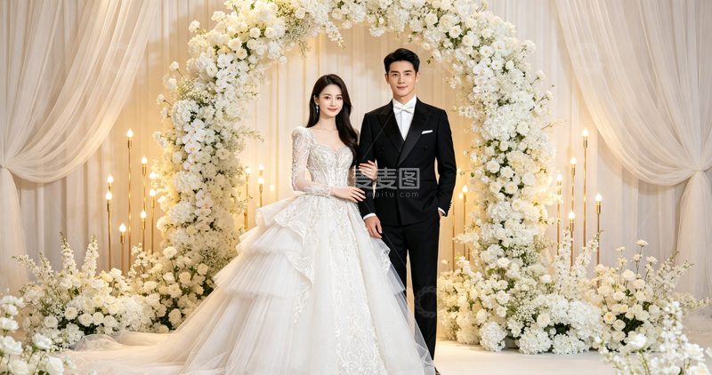 高清大图下载【趣麦麦图】-唯美风婚礼新人婚纱摄影素材