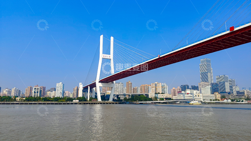高清大图下载【趣麦麦图】-上海现代风城市南浦大桥桥梁景观摄影素材