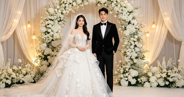 唯美风婚礼新人婚纱照设计素材