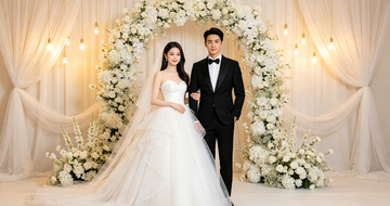 唯美风婚礼新人合影摄影素材