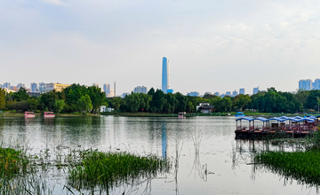 写实风城市湖景公园摄影素材