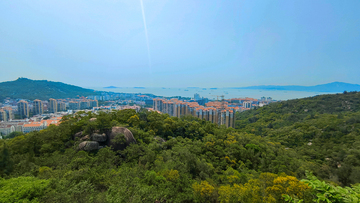 航拍风厦门城市山景自然风光设计素材