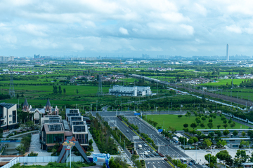 航拍风城市绿地景观设计素材