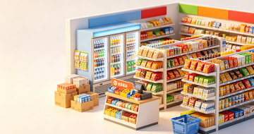 3D风格超市货架商品陈列设计素材