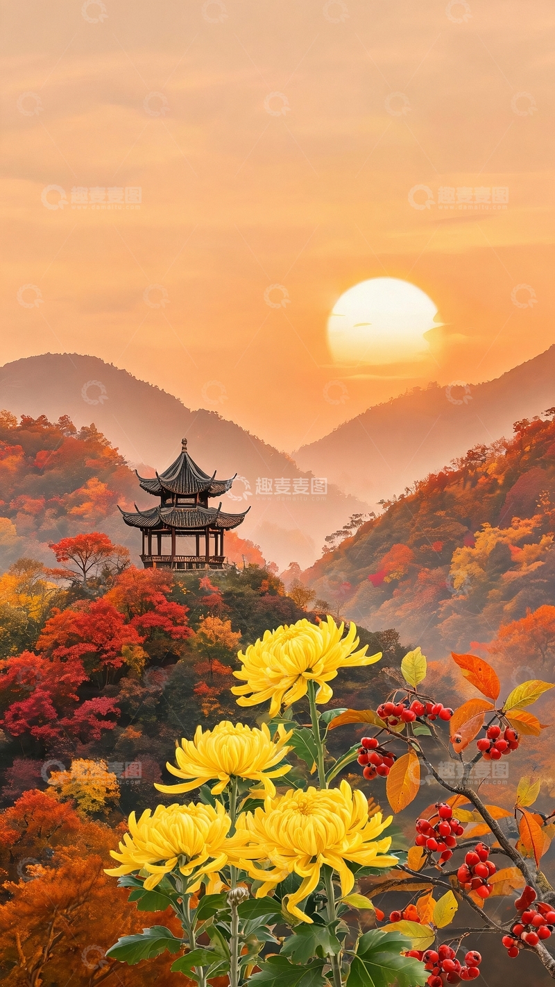 高清大图下载【趣麦麦图】重阳节节日背景02