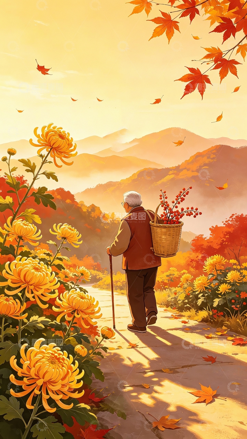 高清大图下载【趣麦麦图】重阳节节日背景11