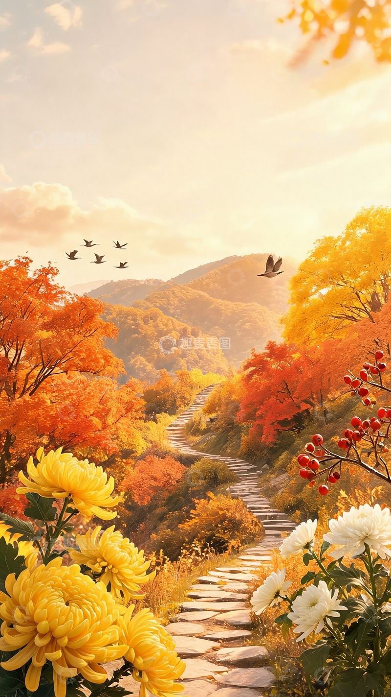 高清大图下载【趣麦麦图】重阳节节日背景1