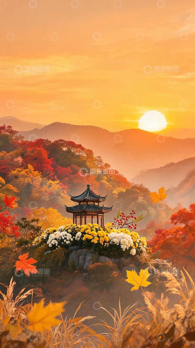 高清大图下载【趣麦麦图】重阳节节日背景10