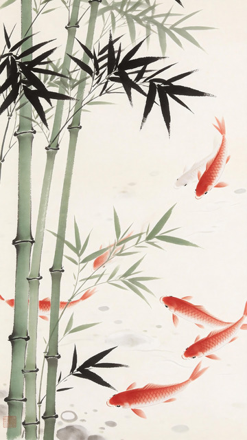 国画竹子背景5