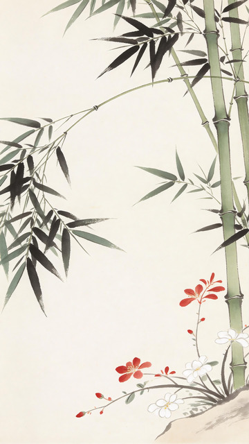 国画竹子背景4