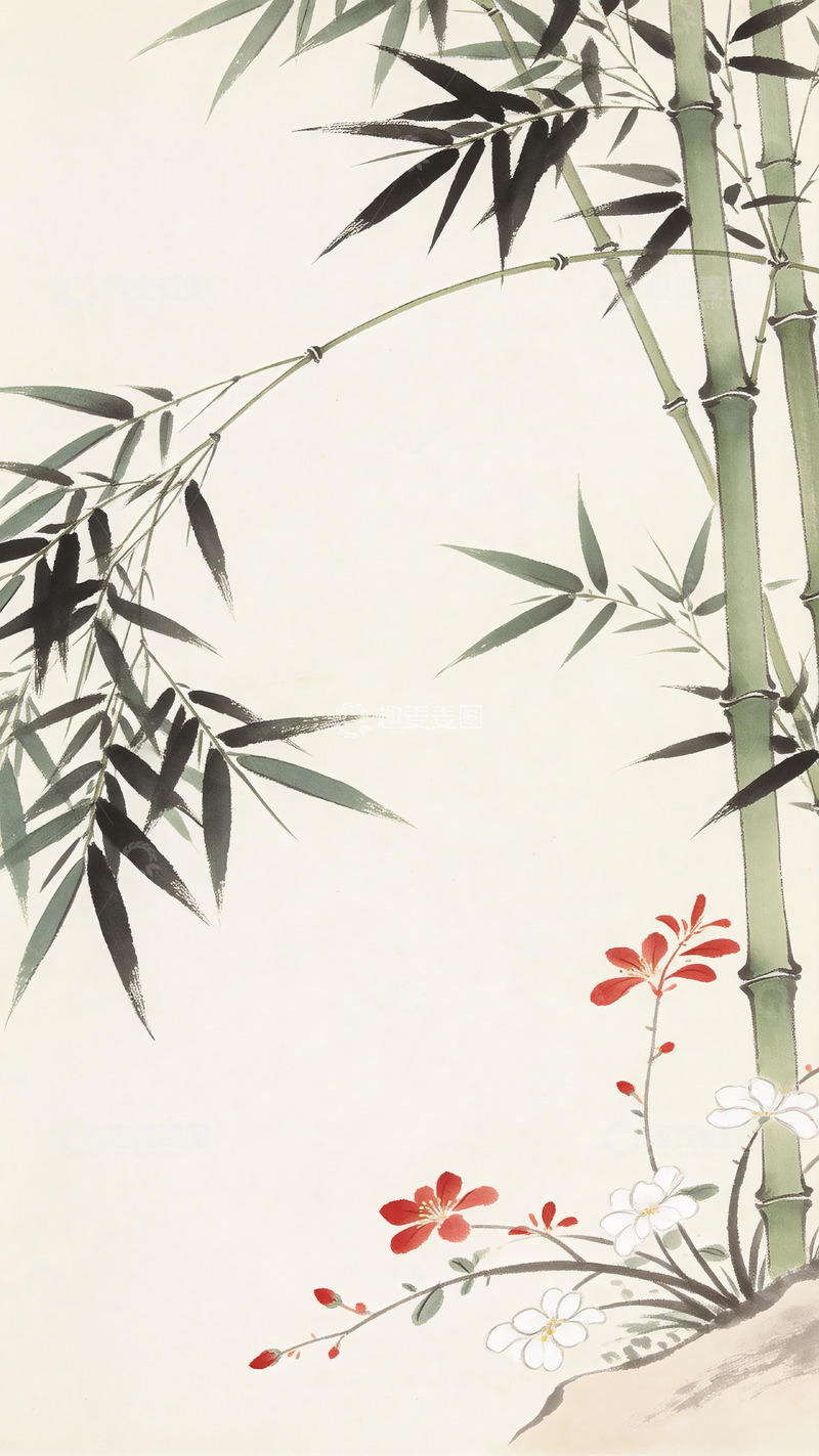高清大图下载【趣麦麦图】-国画竹子背景4