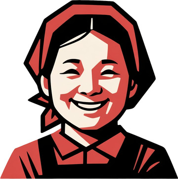 版画风劳动女性头像插画
