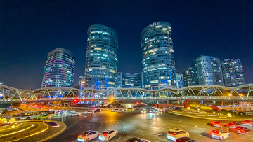 上海陆家嘴夜景风城市高楼车流摄影素材
