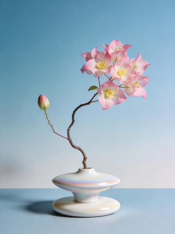 渐变瓷瓶三角梅插花静物2