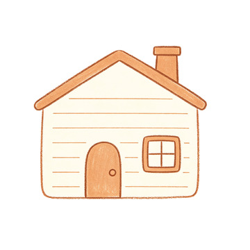 手绘风温馨小屋卡通插画设计素材