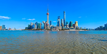 高清风上海城市陆家嘴天际线摄影素材