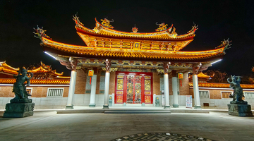 夜景风传统庙宇建筑摄影素材