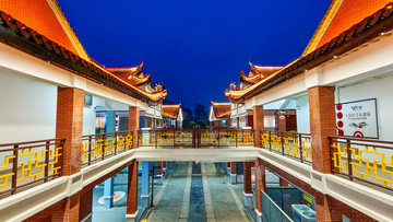 宝岛又一村夜景风中式庭院建筑摄影素材