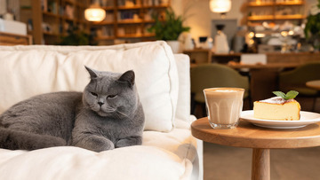 温馨风猫咪咖啡馆场景设计素材