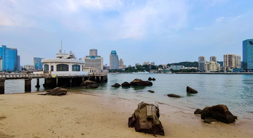 实景风厦门鼓浪屿城市海滨码头风景设计素材