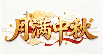 金色立体中秋节日艺术字设计素材
