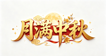 金色立体中秋祝福艺术字设计素材